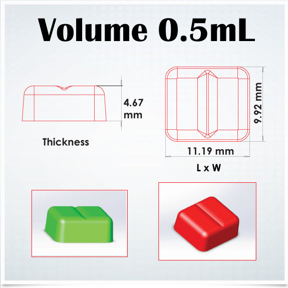 0.5mL x 100 Cavities Troche Mold Troche Dimensions