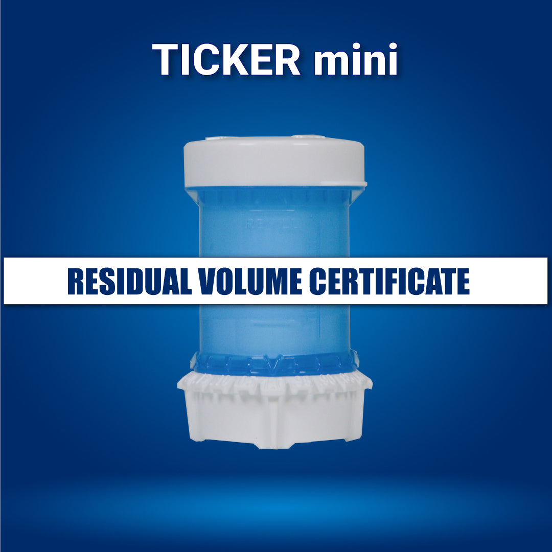 Residual Volume Certificate TICKER Mini 20mL