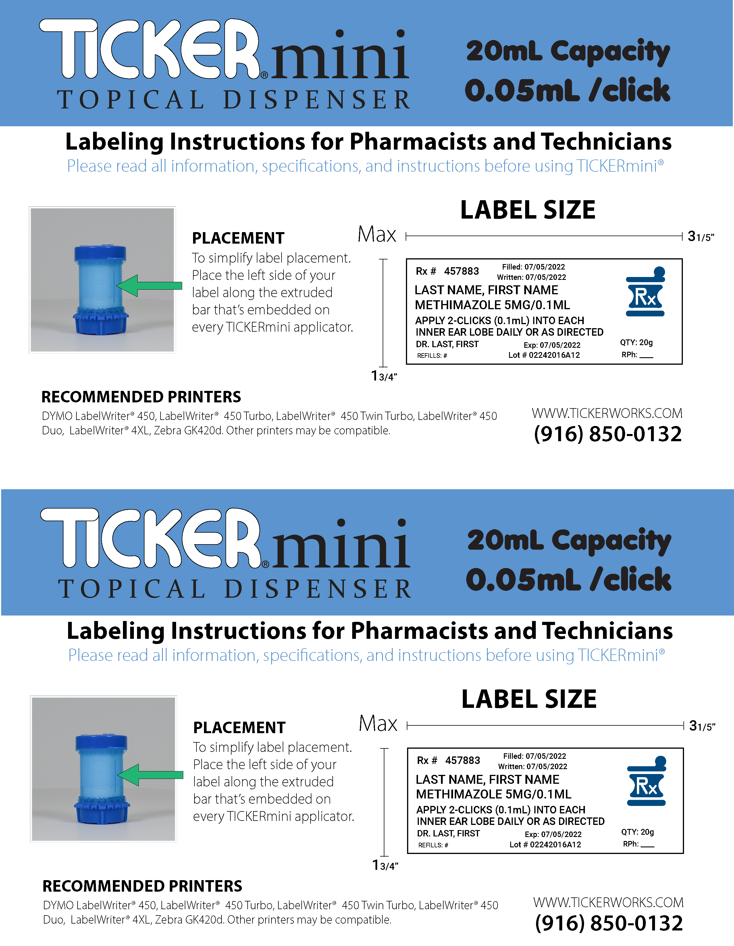 TICKER Mini Label Placement Instructions