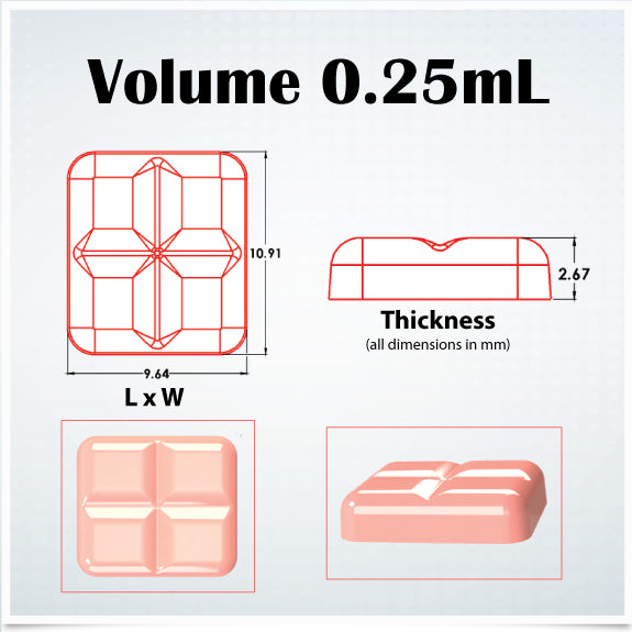 0.25mL x 100 Cavities Troche Mold Troche Dimensions